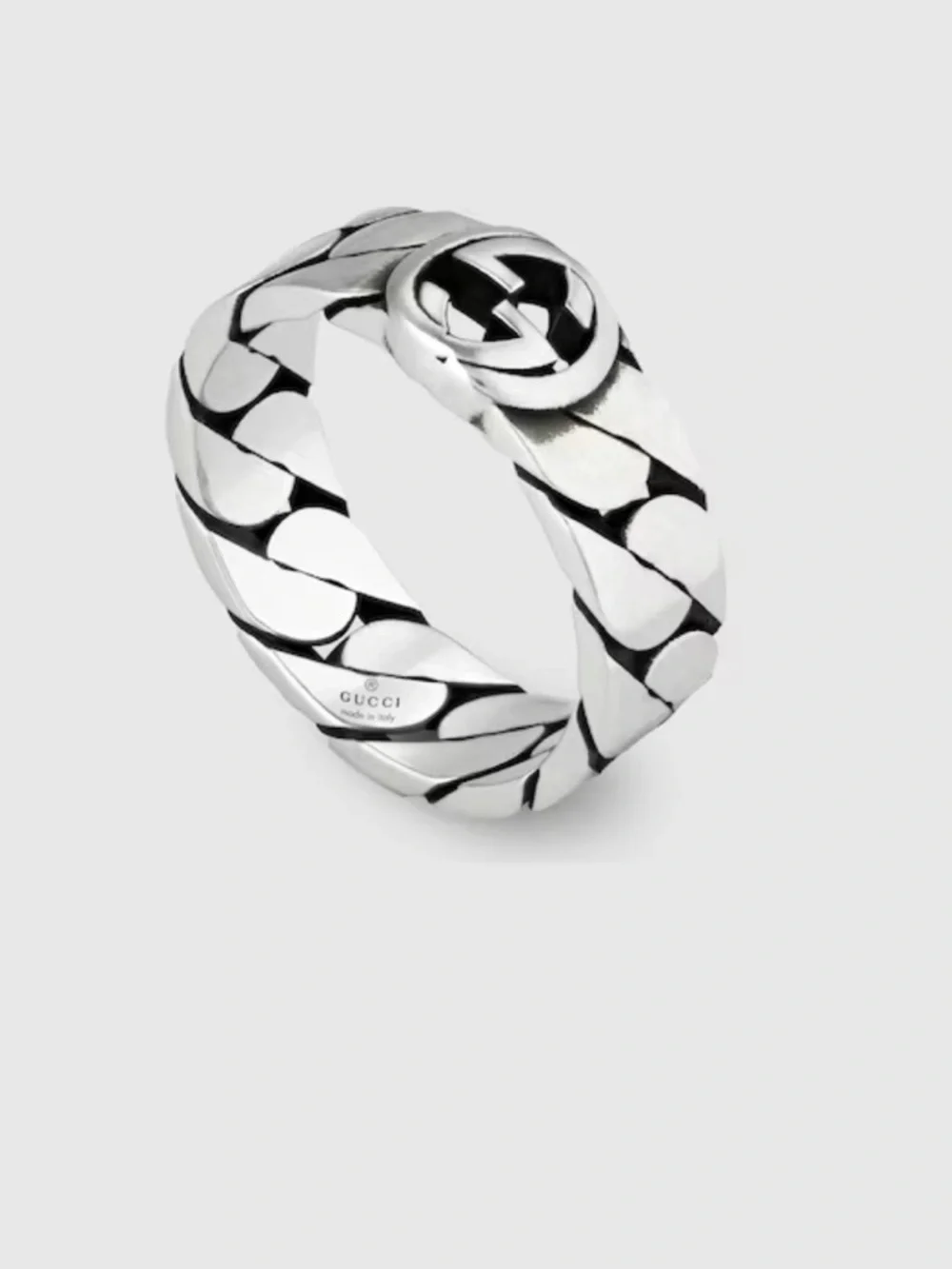 NWB GUCCI WIDE INTERLOCKING STERLING SILVER RING DESIGNER SZ: 21 - Picture 2 of 15